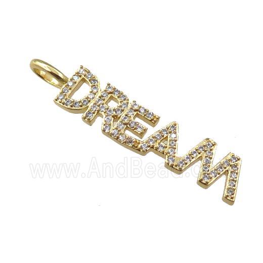 copper DREAM pendant pave zircon, gold plated