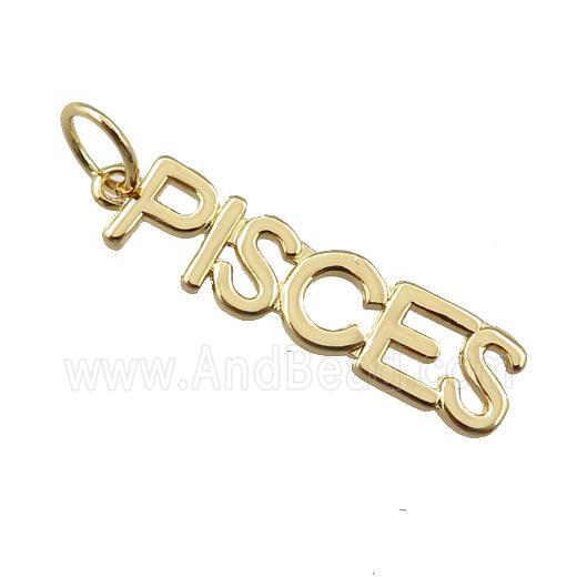 copper zodiac PISCES pendant, gold plated