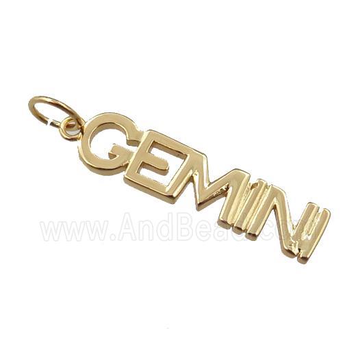 copper zodiac GEMINI pendant, gold plated