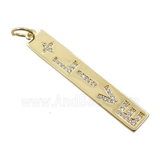 copper letter pendant pave zircon, LIVE, gold plated