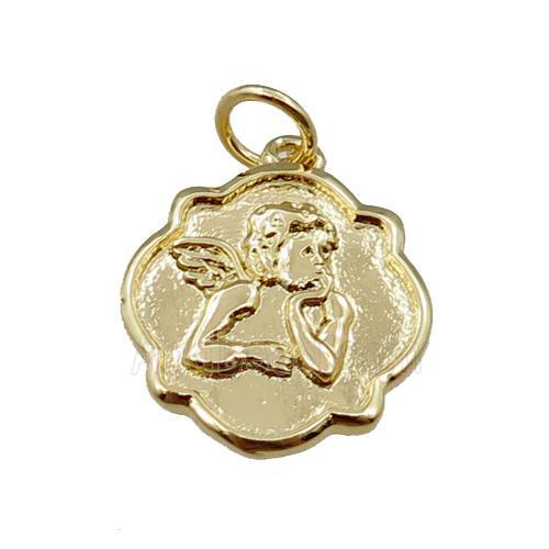 Angel Medallion coin pendant, gold plated