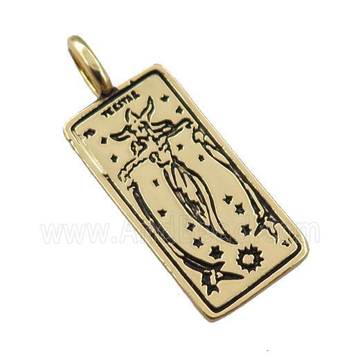 copper tarot card pendant, siren, gold plated