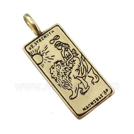 copper tarot card pendant, lion, gold plated