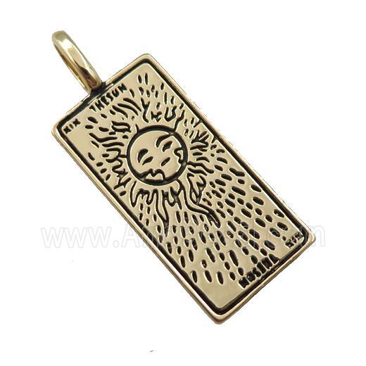 copper tarot card pendant, sun, gold plated