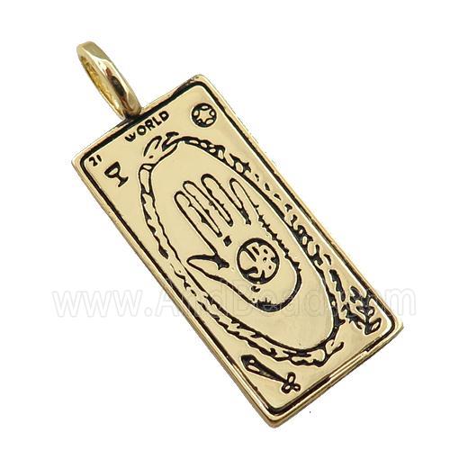 copper tarot card pendant, hand, gold plated