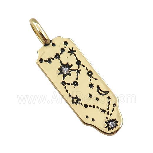 copper tarot card pendant, dipper, gold plated