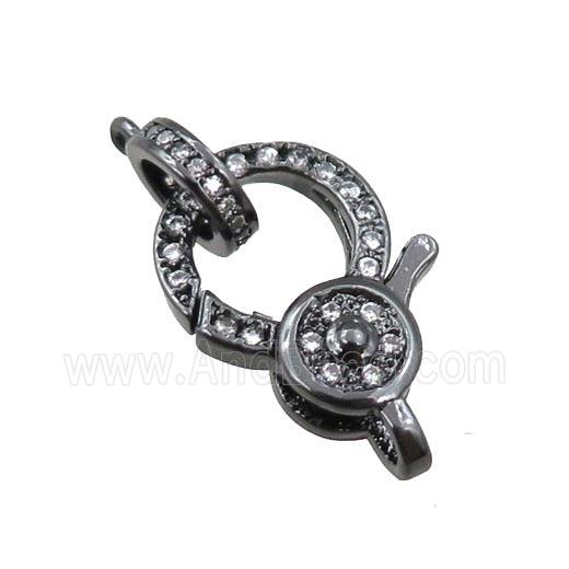 copper lobster clasp pave zircon, black plated