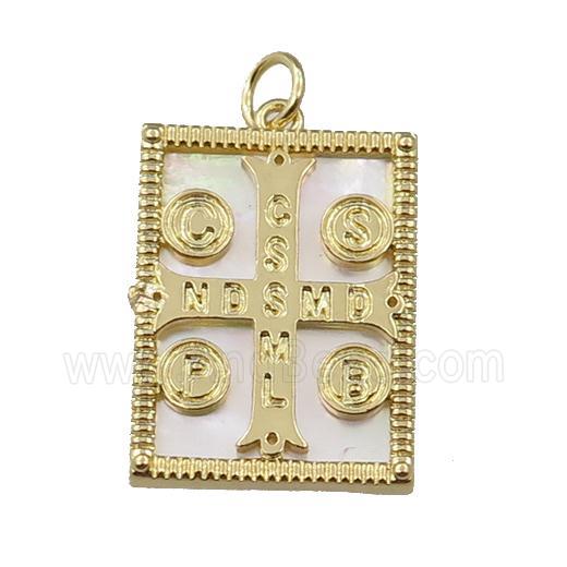 copper Frame pendant with anglican cross, gold plated