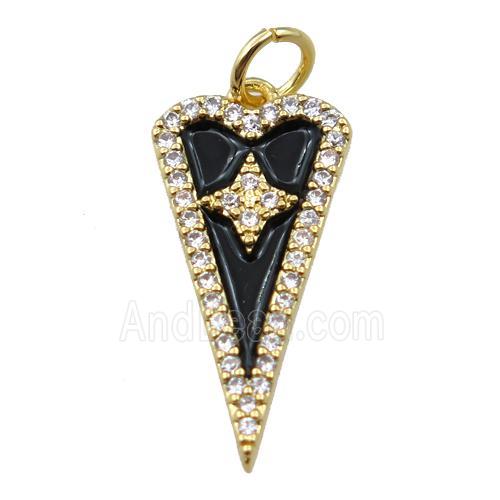 copper arrowhead pendant pave zircon, star, gold plated