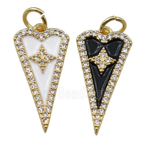 copper arrowhead pendant pave zircon, star, gold plated