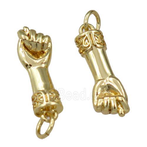 copper hand charm pendant, gold plated