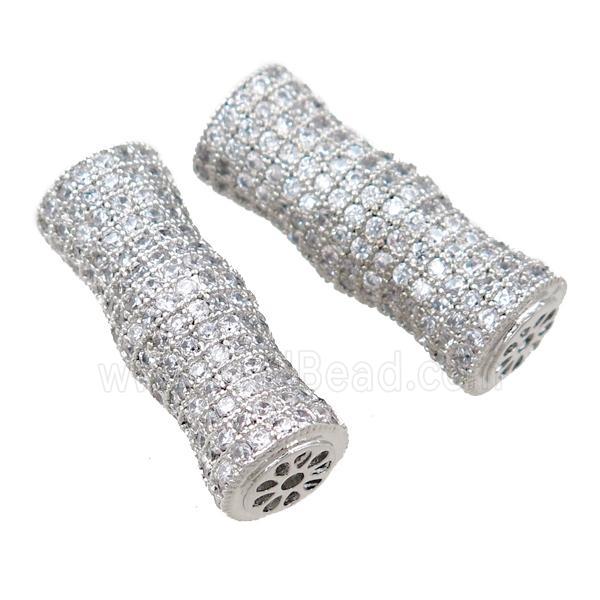 copper peanut beads pave zircon, platinum plated