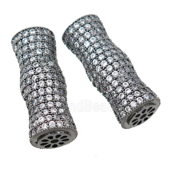 copper peanut beads pave zircon, black plated