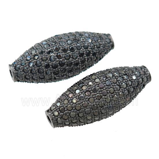 copper barrel beads pave zircon, black plated