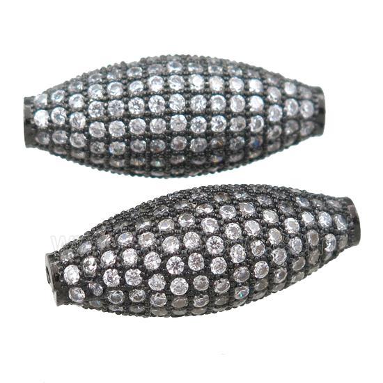 copper rice beads pave zircon, black plated