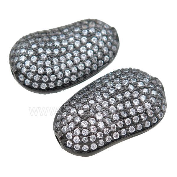 copper peanut beads pave zircon, black plated