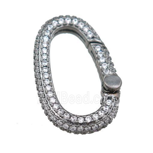 copper Carabiner Clasp pave zircon, black plated