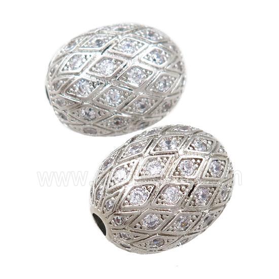 copper barrel beads pave zircon, platinum plated