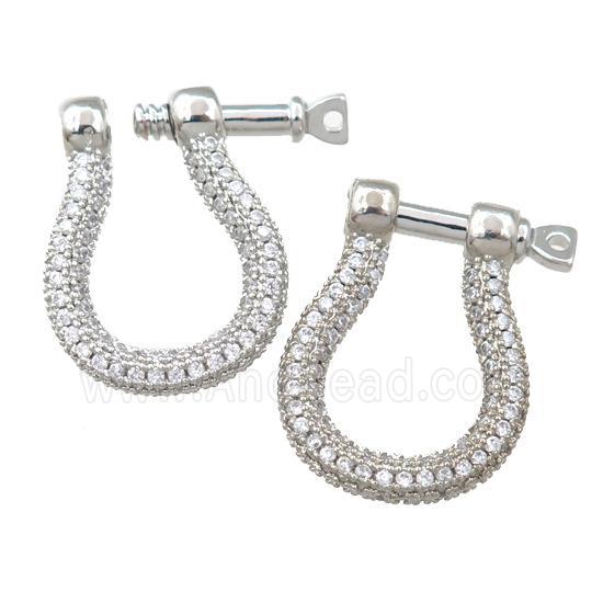 copper clasp pave zircon, platinum plated