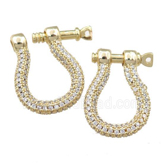 copper clasp pave zircon, gold plated