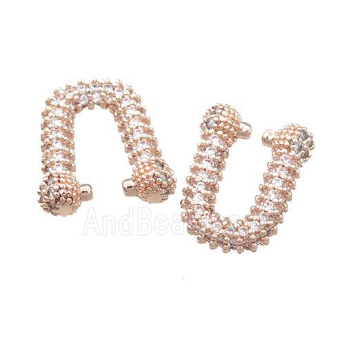 copper Clip Earring paved zircon, rose gold