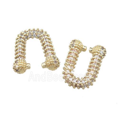 copper Clip Earring paved zircon, gold plated