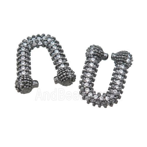 copper Clip Earring paved zircon, black plated