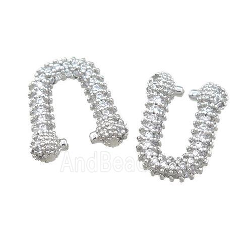 copper Clip Earring paved zircon, platinum plated