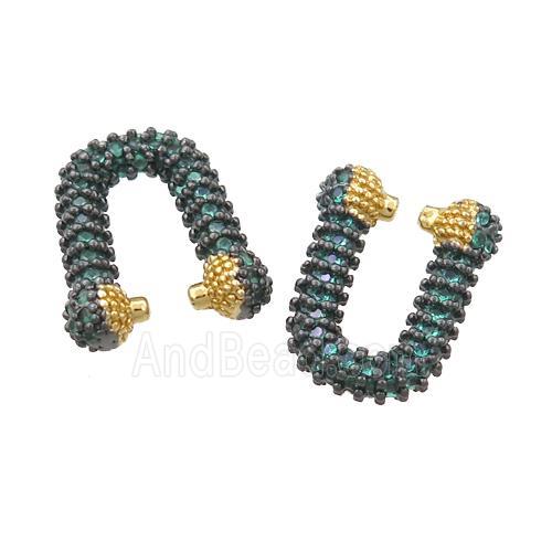 copper Clip Earring paved green zircon, black plated