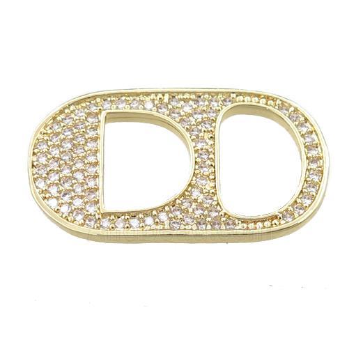 copper oval connector pave zircon, gold plated