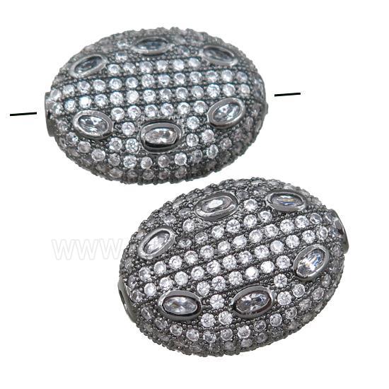 copper oval beads pave zircon, black plated
