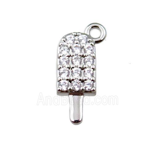 copper icecream pendant pave zircon, platinum plated