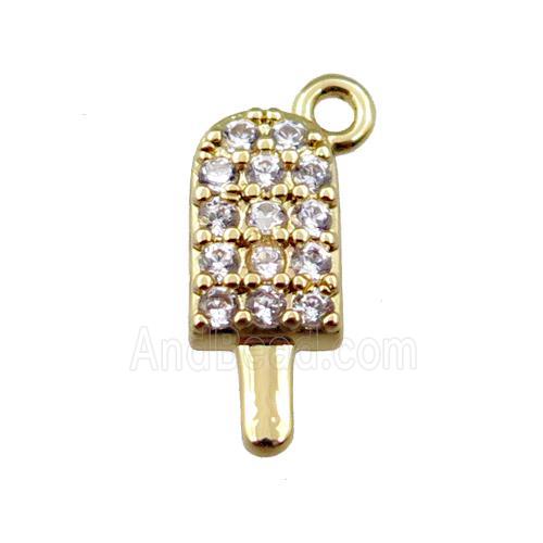 copper icecream pendant pave zircon, gold plated