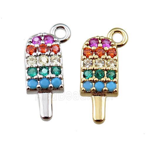copper icecream charm pendant pave zircon, mixed