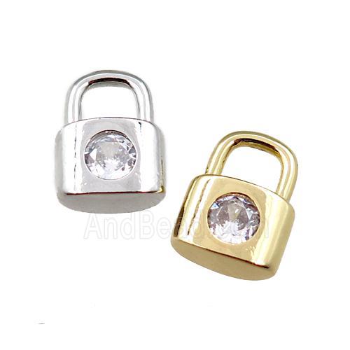 copper Lock pendant pave zircon, mixed