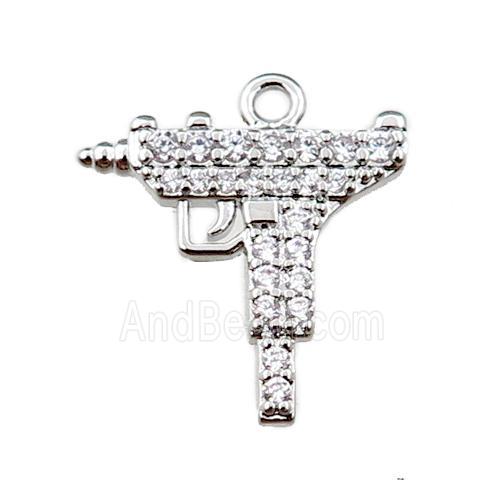 copper electric drill pendant pave zircon, platinum plated