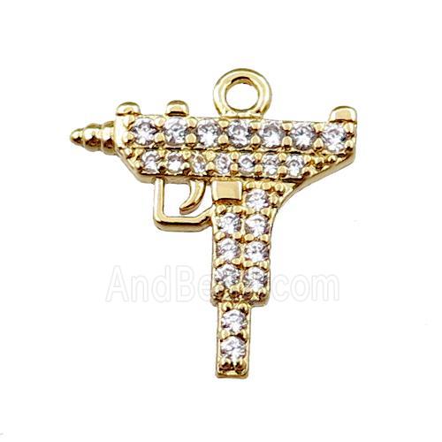 copper electric drill pendant pave zircon, gold plated