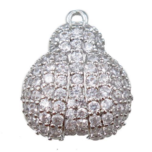copper beetle pendant pave zircon, platinum plated