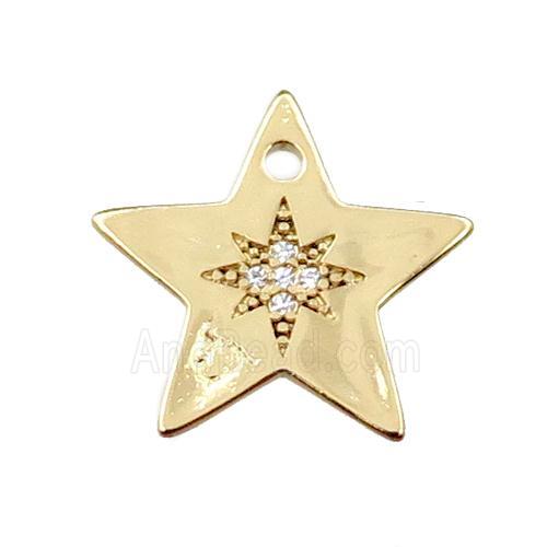 copper star pendant pave zircon, gold plated