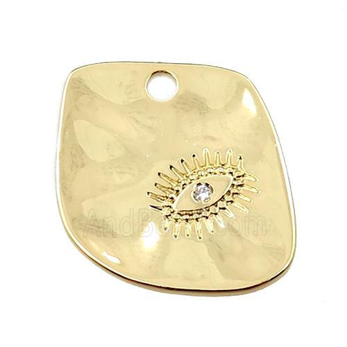 copper eye charm pendant pave zircon, gold plated