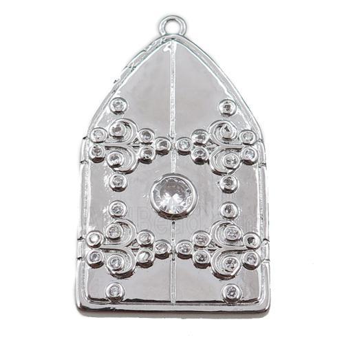 copper house pendant pave zircon, platnum plated