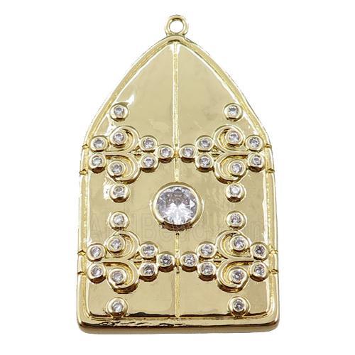 copper house pendant pave zircon, gold plated