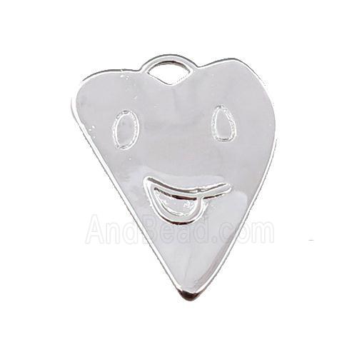 copper emoji pendant, face, platinum plated