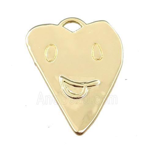 copper emoji pendant, smile face, gold plated