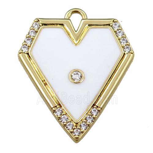 copper pendant pave zircon with white enameled, gold plated