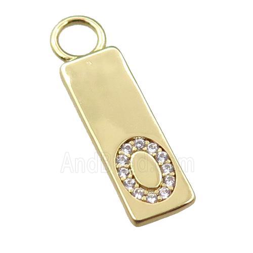 copper rectangle pendant pave zircon, gold plated
