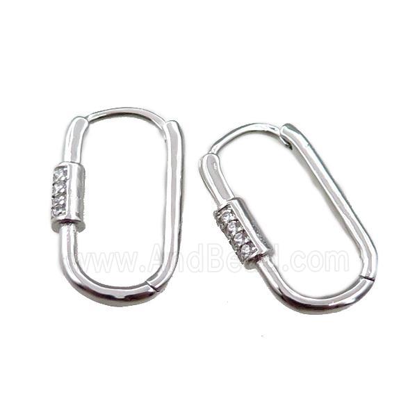 copper Latchback Earring pave zircon, platinum plated