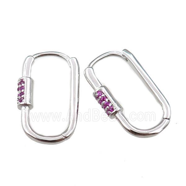 copper Latchback Earring pave zircon, platinum plated