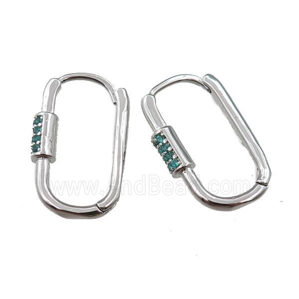 copper Latchback Earring pave zircon, platinum plated