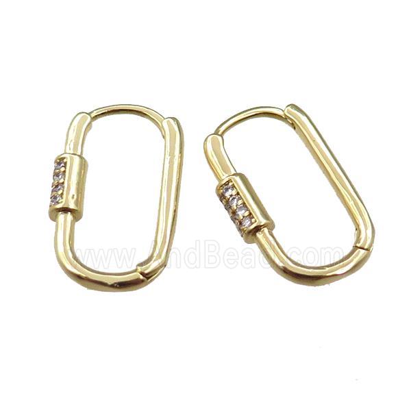 copper Latchback Earring pave zircon, gold plated